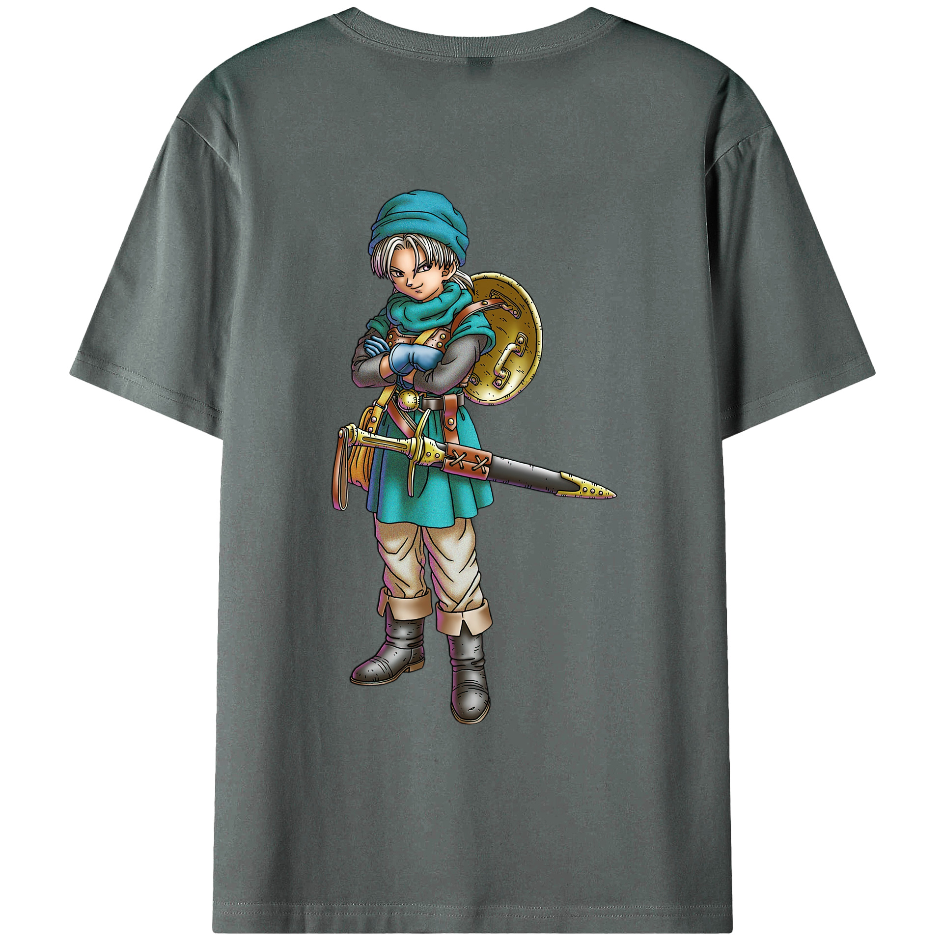 （画像用） ドラゴンクエスト Doragon Kuesuto Dragon Quest 綿100％ メンズ半袖Tシャツ（バックプリント） 通気性